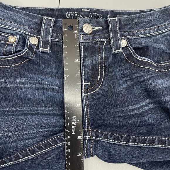 Miss Me Bootcut Jeans Western Bling Rhinestone Cowgirl Stretch Denim Womens 26 - Picture 8 of 12